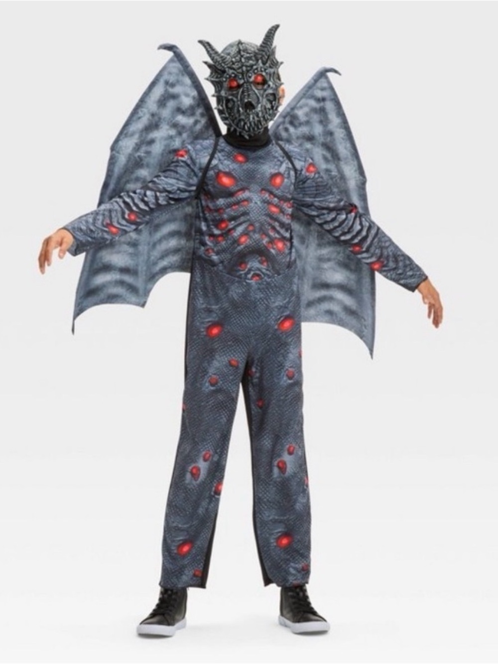 Hyde and Eek! Kids' Black Light-Up Dragon Costume - Large